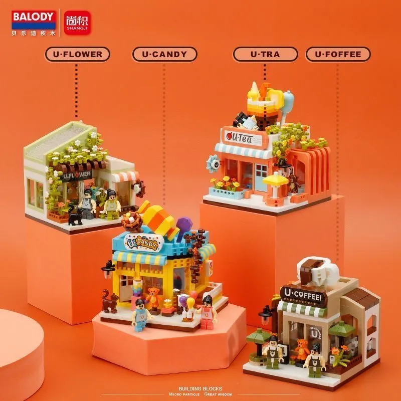 [Có sẵn bốn lựa chọn] Đồ trang trí mô hình Villa Street View Hoa U Enjoy Coffee Shop Trang trí lắp r