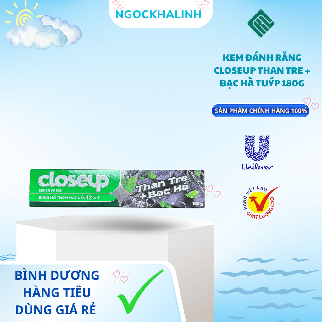 Kem đánh răng Closeup Than tre + Bạc Hà tuýp 180g
