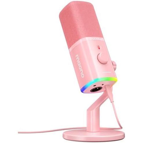 Micrô động MAONO USB / XLR để phát trực tuyến chơi game, Micrô PC máy tính có phần mềm-RGB, Nút tắt 