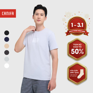  Áo phông nam form rộng cộc tay CANIFA chất cotton mềm mại có hình in 8TS25S001 