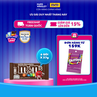  Combo 6 gói Kẹo Socola Sữa M&M'S 37g - Thức Ăn Vặt Socola - Snack 