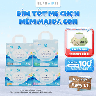  Combo 2 Tã Bỉm Quần ELPRAIRIE Air Thin Nội Địa Hàn Siêu Mỏng Thấm Hút Mềm Mại Chống Hăm Size L-XL-XXL Cho Bé Từ 9-25Kg 