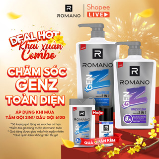   TẶNGTG-DG150G Xịt 63ml  Tắm  Dầu gội nam 2in1 Romano Gen Z Hương Forest Cedar  Sea Breeze 610g  tặng ngẫu nhiên  - LIVE 