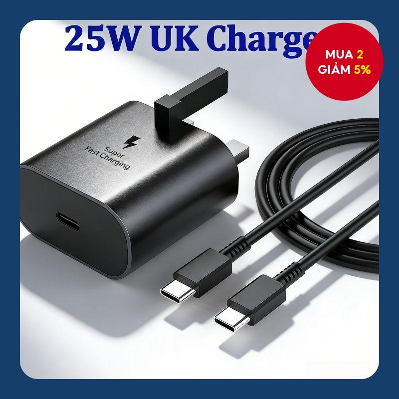 Bộ sạc nhanh 25W PD Adapter kèm cáp Type C cho Samsung Galaxy S25 S24 S23 S22 Ultra Note 20