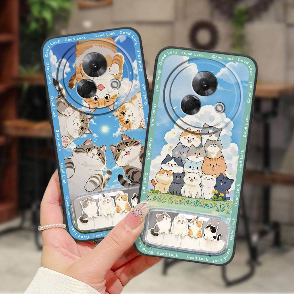 Ốp Lưng Mềm Ốp lưng Meizu Lucky08 Chân Đế Túi Điện Thoại Bền Gương Trang Điểm Hoạt Hình Thêu Bảo Vệ 