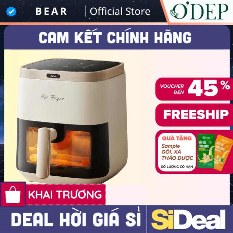 Nồi chiên không dầu Bear QZG-P15R8 - Dung tích 5L, Điều khiển cảm ứng - SIDEAL SIL