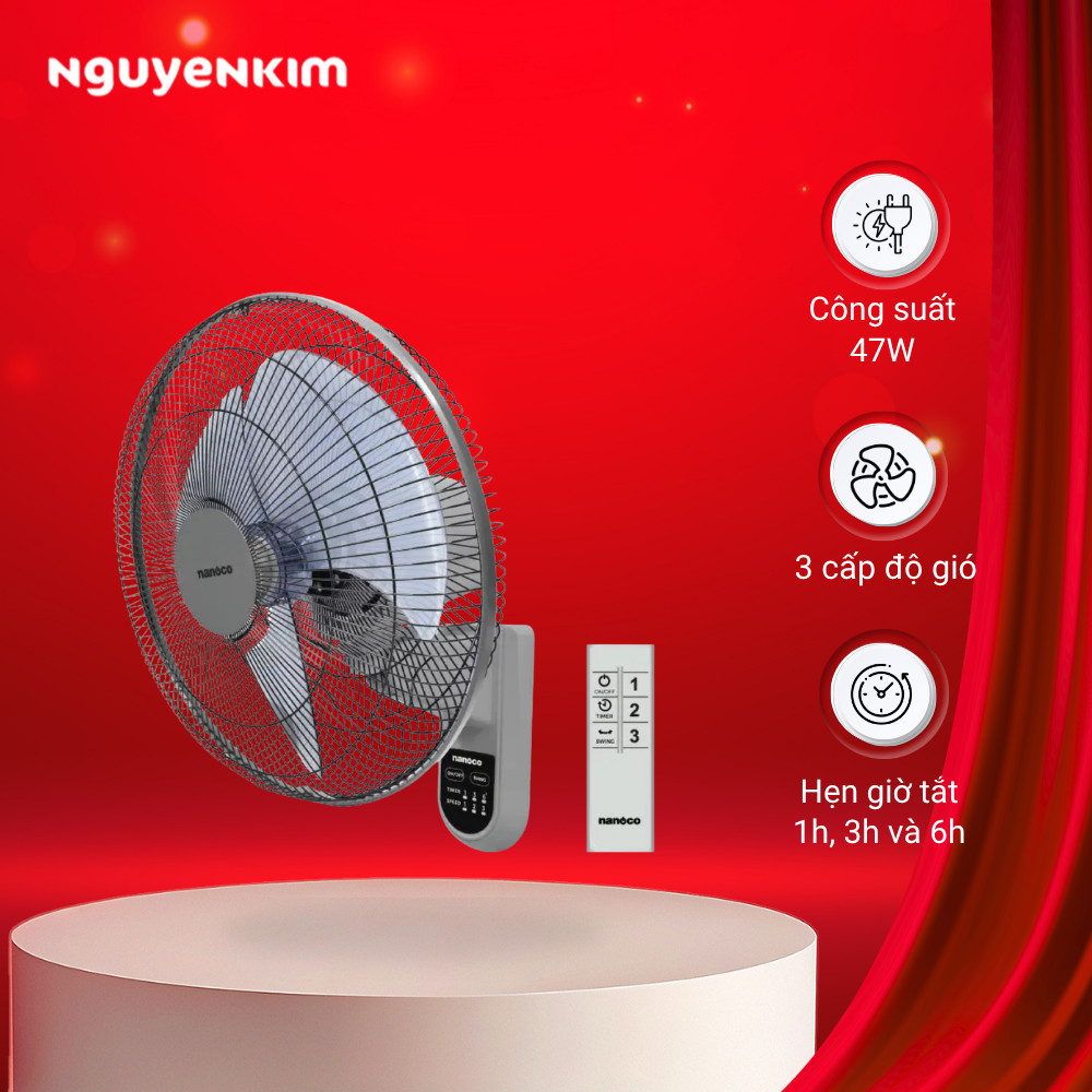 Quạt treo Nanoco NWF1612RC-G - Hàng chính hãng
