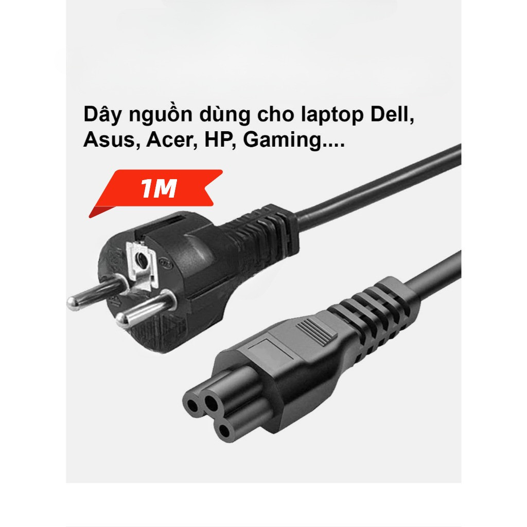 Dây Nguồn laptop Dell, Hp, Asus và các dòng laptop gaming 1m-Hàng sẵn kho