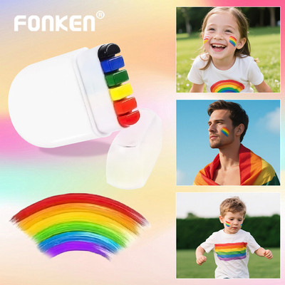 Fonken Rainbow Mặt Body Tranh Bút Chì Màu Niềm Tự Hào Ngày Lễ Kỷ Niệm Tiệc Sân Khấu Trang Điểm Nghệ Thuật Graffiti Vẽ Chải