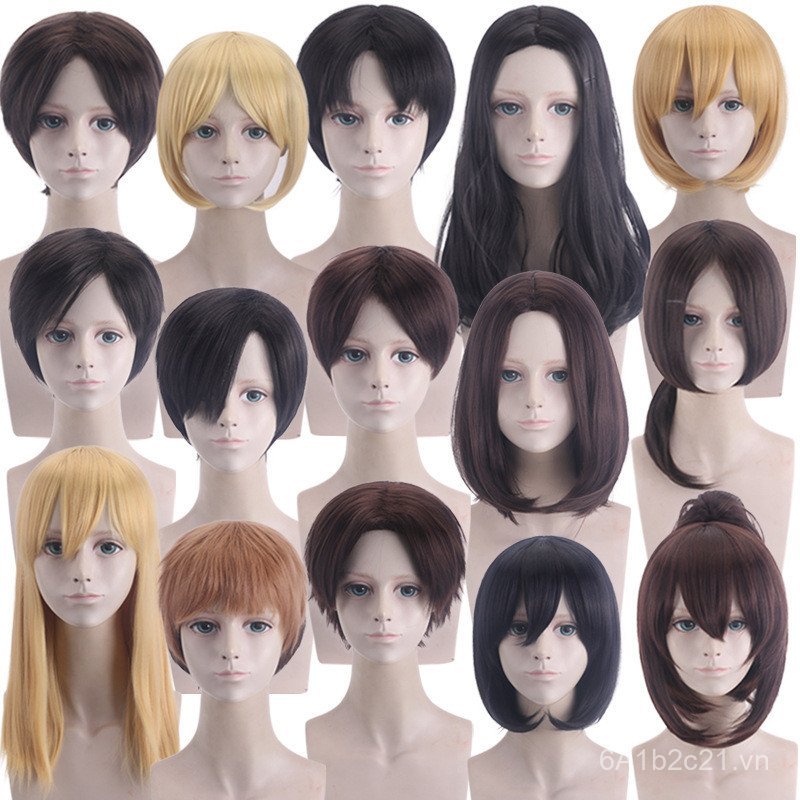 Tóc giả cosplay nhân vật Attack on Titan - Hanji, Erwin, Mikasa, Levi, Allen và Captain