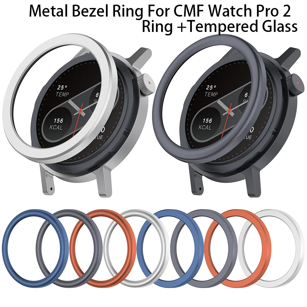 Vỏ bảo vệ kim loại Vỏ vòng Bezel cho CMF by Nothing Watch Pro2 Shell + Phim kính cường lực cho CMF W