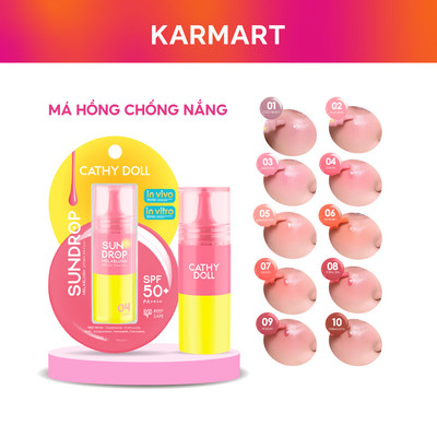 Má Hồng Chống Nắng Mịn Mượt Không Gây Bết Dính Cathy Doll Sundrop Melablush SPF50+ PA++++ 6g