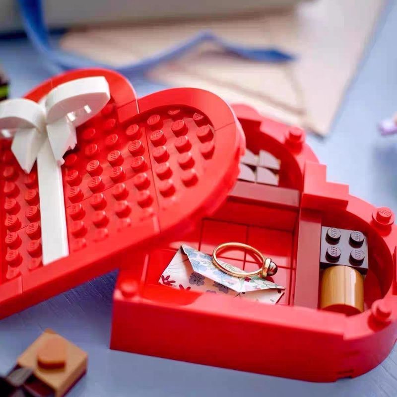 40759 Ngày Lễ Tình Nhân Hộp Quà Tặng Nhẫn Cưới Trang Sức Cô Gái Trẻ Em Khối Xây Dựng Đồ Chơi Quà Tặn