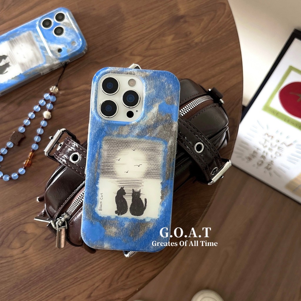 G.O.A.T Vỏ mèo sơn dầu xanh Tương thích cho iPhone 17 pro max iPhone 17 16 14 15 pro iPhone 17 Vỏ bả