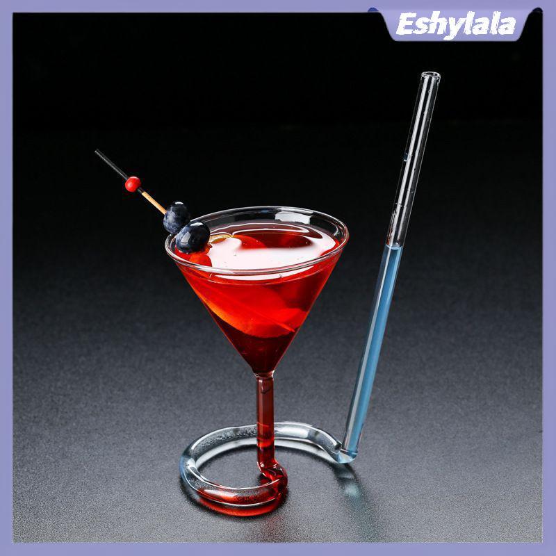 Eshylala Xoắn Ốc Cocktail Kính Xoay Martini Sáng Tạo Đuôi Dài Cocktail Ống Hút Rượu Ly Cho Thanh Đản