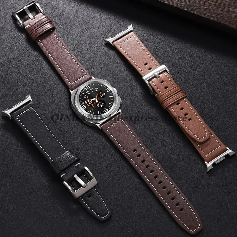 Dây Đeo Đồng Hồ Da Cho Galaxy Watch 8 Ultra Da Bò Dây Mềm Mại Kinh Doanh Vòng Tay Thể Thao Thay Thế 