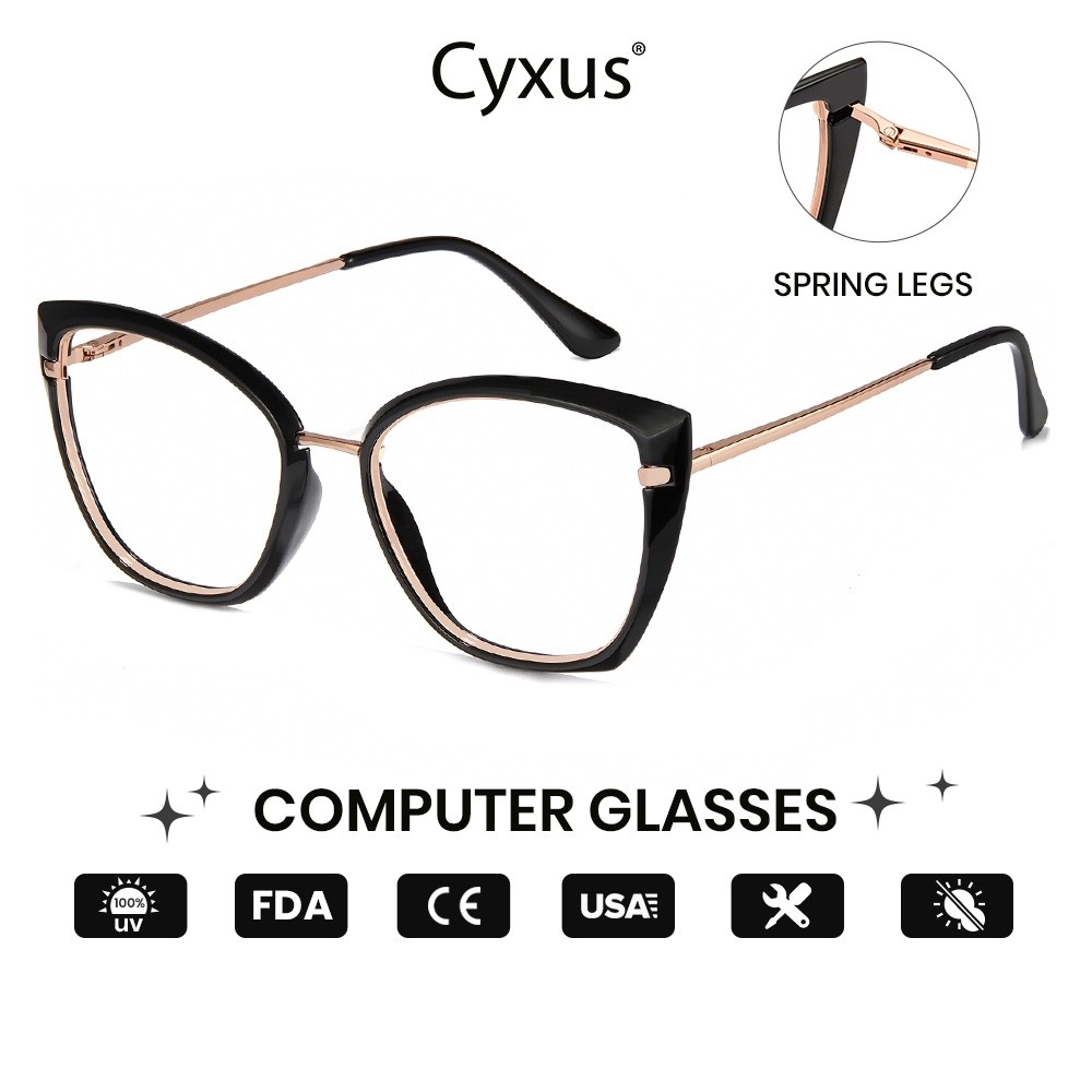 SC8 Cyxus - Kính máy tính thời trang mèo với khung retro chống ánh sáng xanh