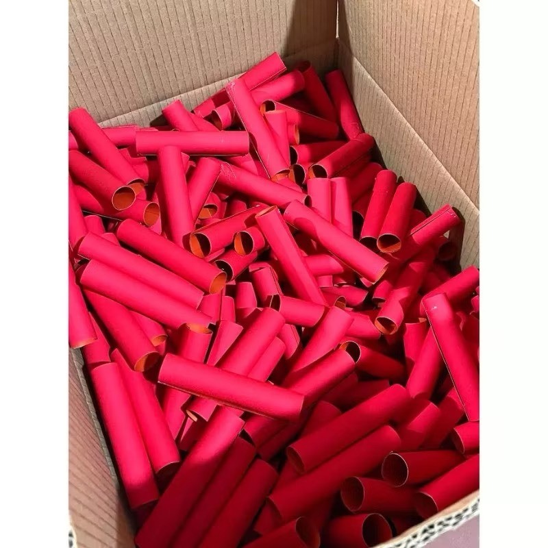 50 Ống Giấy Nhung Đỏ Cuốn Sẵn Làm Pháo Giấy Mô Hình Trang Trí Tết - giấy nhung đỏ - ống cuốn sẵn