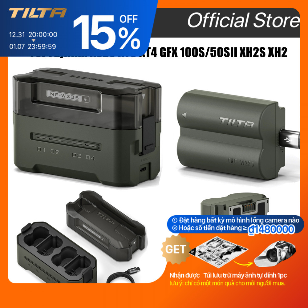 Bộ sạc pin máy ảnh TILTA NP-W235 Pin máy ảnh 4 kênh 2400mAh cho Fujifilm XS20 XT5 XT4 GFX 100S / 50S