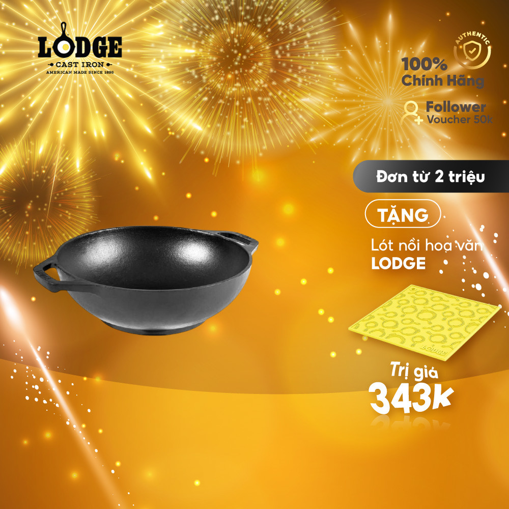 Lodge - Chảo gang Wok - 16cm- sử dụng tất cả loại bếp- Hàng chính hãng