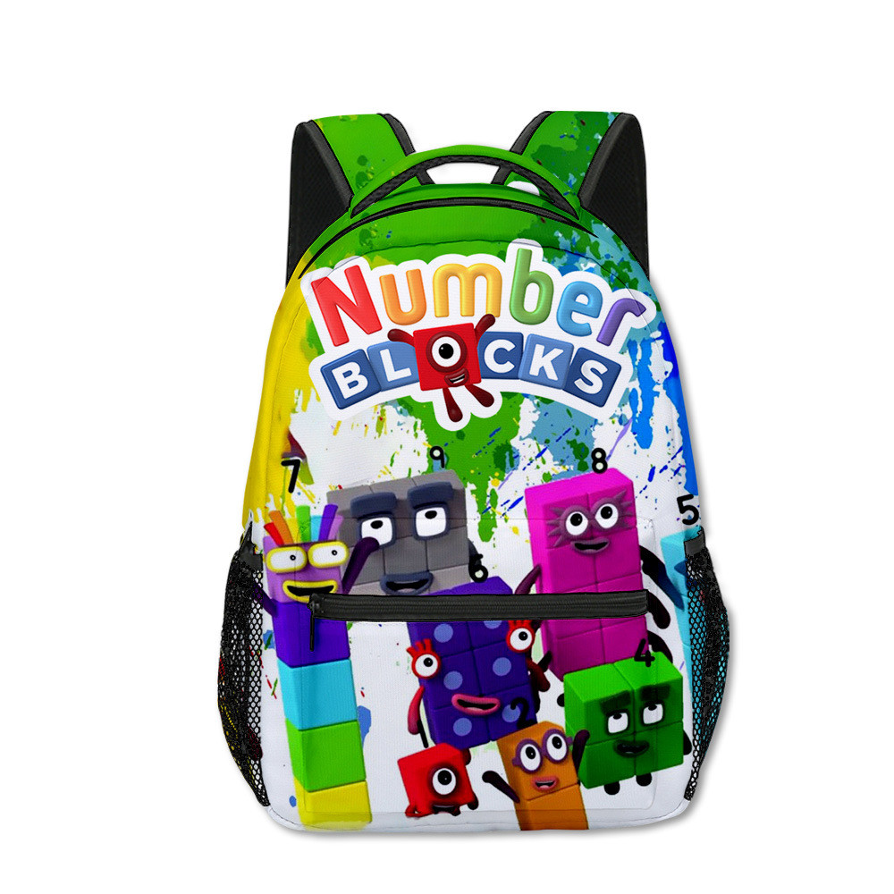 Trò chơi 3D Hàng hóa Khối xây dựng kỹ thuật số Numberblocks Học sinh tiểu học Schoolbag Trẻ em Ba lô
