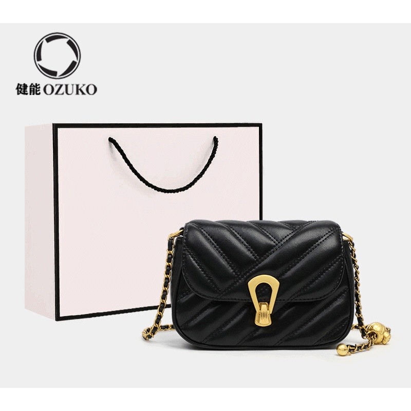 SA3 Ozuko 2023 thời trang mới túi đeo kim cương đeo vai nữ cao cấp đi lại túi đeo chéo đơn giản túi 