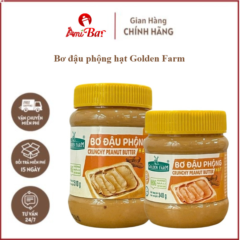 Bơ đậu phộng hạt Golden Farm - Bơ lạc Golden Farm 340g, 510g