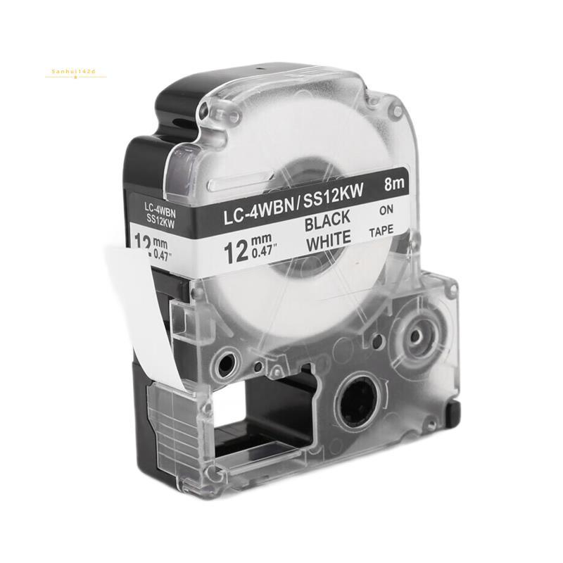 5 Gói Thay Thế -4WBN LC-4WBN9 (SS12KW) Băng Nhãn Cho LabelWorks LW300 LW400 LW500 LW700 Đen Trên Trắ