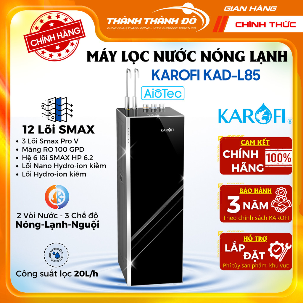 [Có lắp toàn quốc] Máy Lọc Nước Nóng Lạnh Karofi KAD-L85 - 2 Vòi Nước - 3 Nguồn Nước Nóng+Lạnh+Nguội