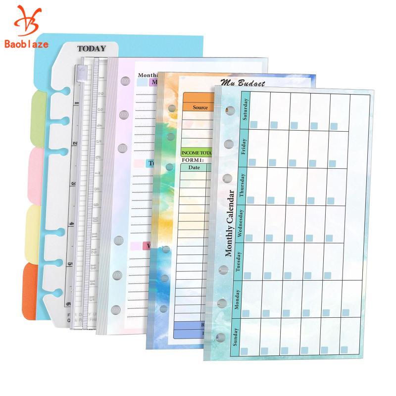 Giấy nạp lại A6, Giấy lá rời 6 vòng, Giấy học tập có thể nạp lại A6 Thư mục lập kế hoạch Chèn giấy s