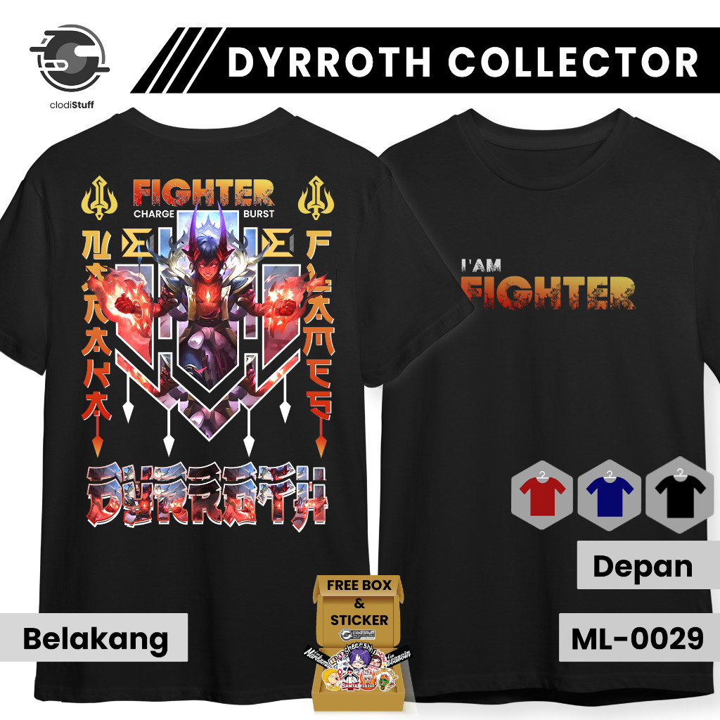 Dyrroth Collector Skin Naraka Flames Mobile Legends Áo thun ngắn tay màu đen