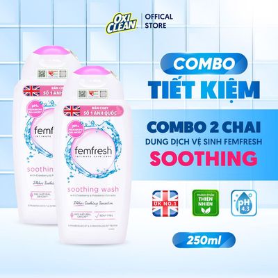 Combo 2 Chai Dung Dịch Vệ Sinh Phụ Nữ Femfresh Soothing Wash Có Chứa Lợi Khuẩn Lactobacillus Cân Bằng pH Phụ Khoa