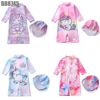 Đồ Bơi Chống Nắng Bé Gái Liền Thân Dài Tay Họa Tiết Pony Kỳ Lân Kèm Mũ Che Gáy MINT'S CLOSET BB8745