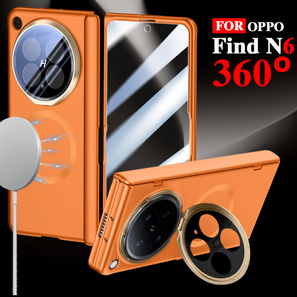 Mimi Luxury Matte Case Cho OPPO Find N6 5G Từ Hợp Kim Ống Kính Giá Đỡ Chống Vân Tay Vỏ Cứng