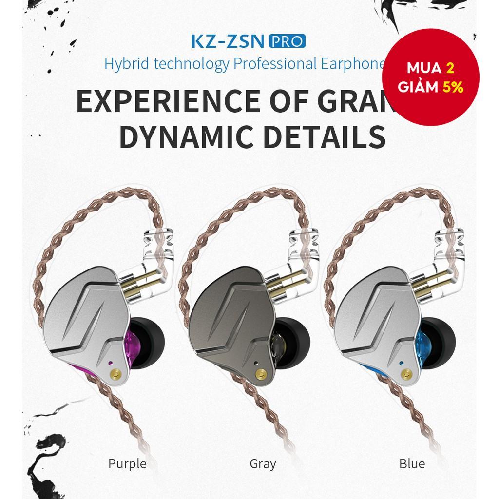 Tai nghe nhét tai KZ ZSN PRO 2 Màn hình nhét tai có dây 1BA + 1DD Hybrid HiFi Stereo Bass dành cho t