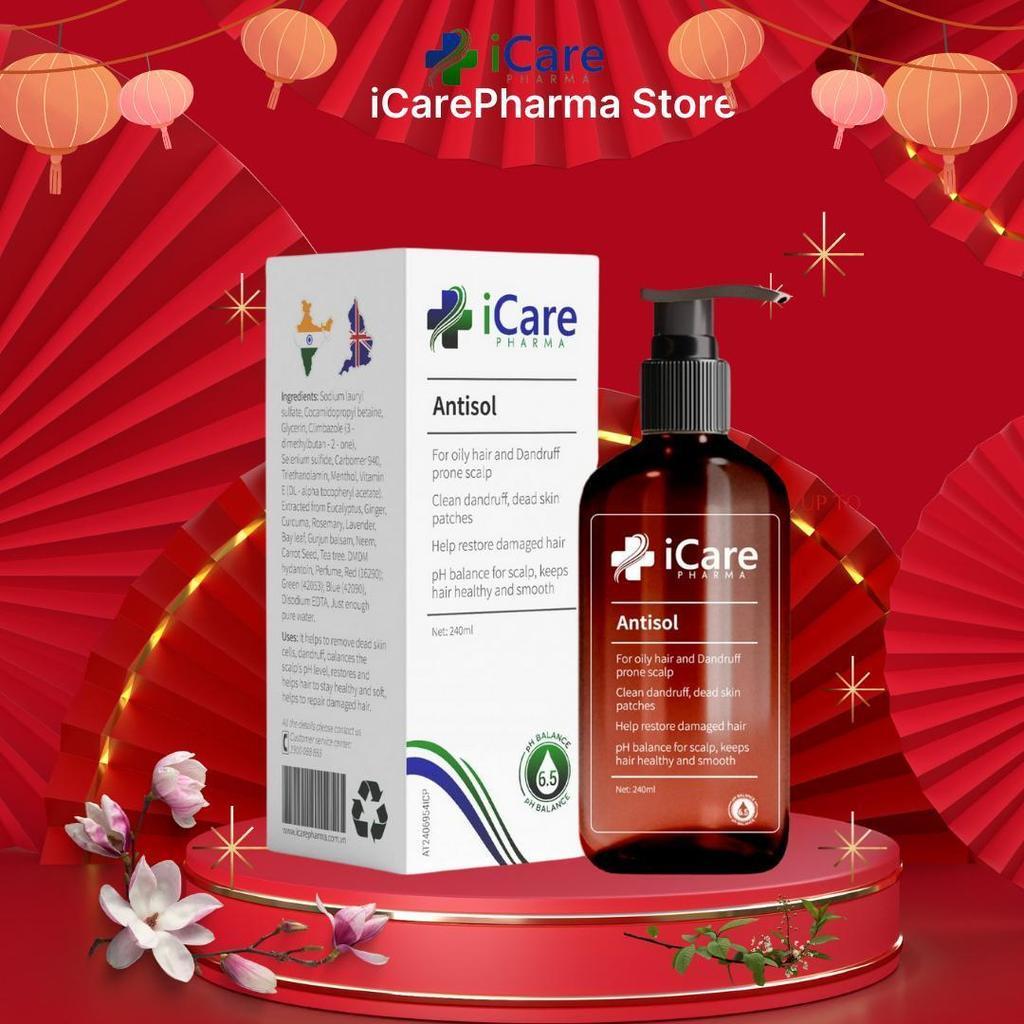 Dầu Gội Hỗ Trợ Gàu Ngứa Da Đầu Antisol iCare Pharma | Chiết Xuất Dược Liệu dầu  gội  icare