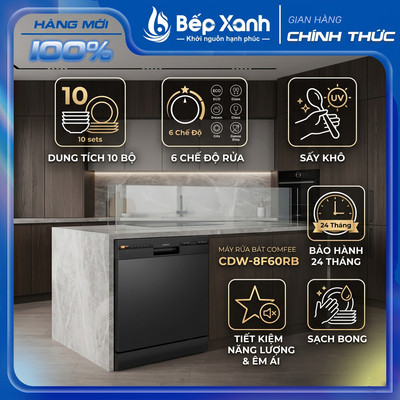 Máy rửa bát COMFEE CDW-8F60RB (10 Bộ) - 6 Chế Độ Rửa, Sấy Khô [Tặng Combo Viên Rửa Pinecare] - Bảo Hành 24 Tháng