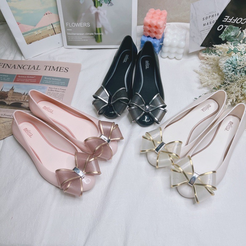 Giày nữ Me * Sa Giày thạch Gilding Bow Jelly Beach Shoes