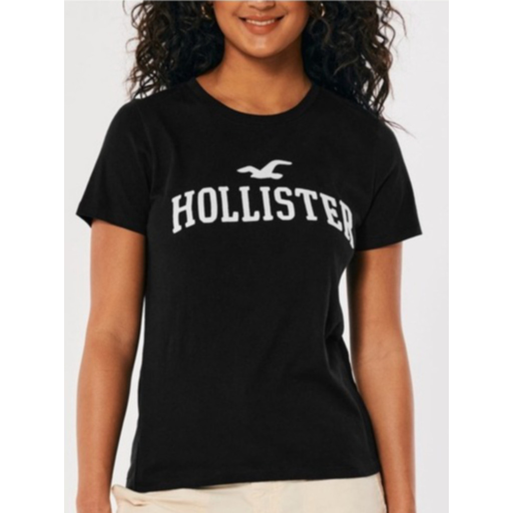 Hollister Áo Thun Nữ 100% Cotton Cổ Tròn Tay Ngắn, Phong Cách California