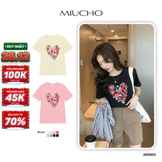  Áo thun nữ form vừa regular ARD605 Miucho cotton cổ tròn in graphic 