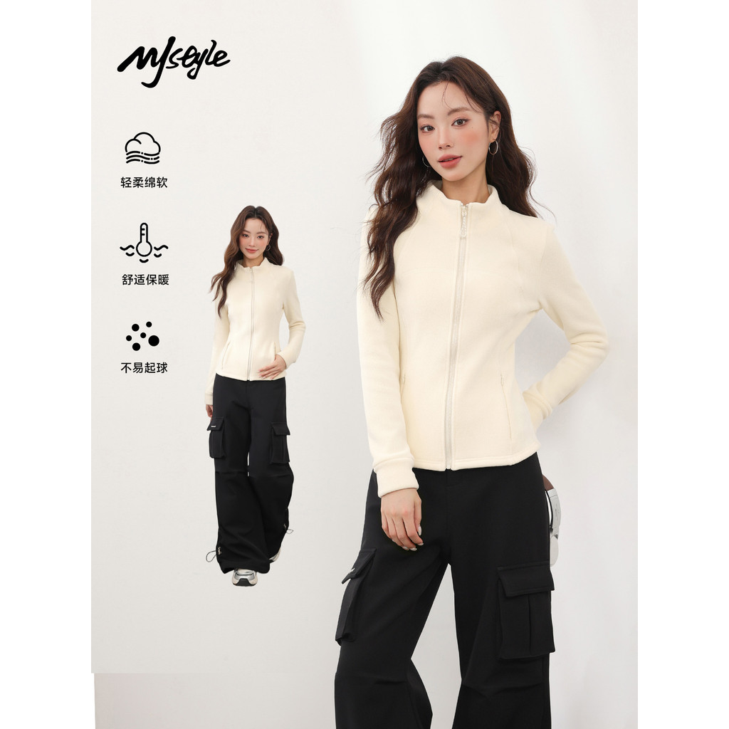 MJstyle Áo Khoác Nẹp Waist Cho Nữ, Thiết Kế Thu Đông Với Lót Fleece Dày Và Hình ThứcSlim Fit