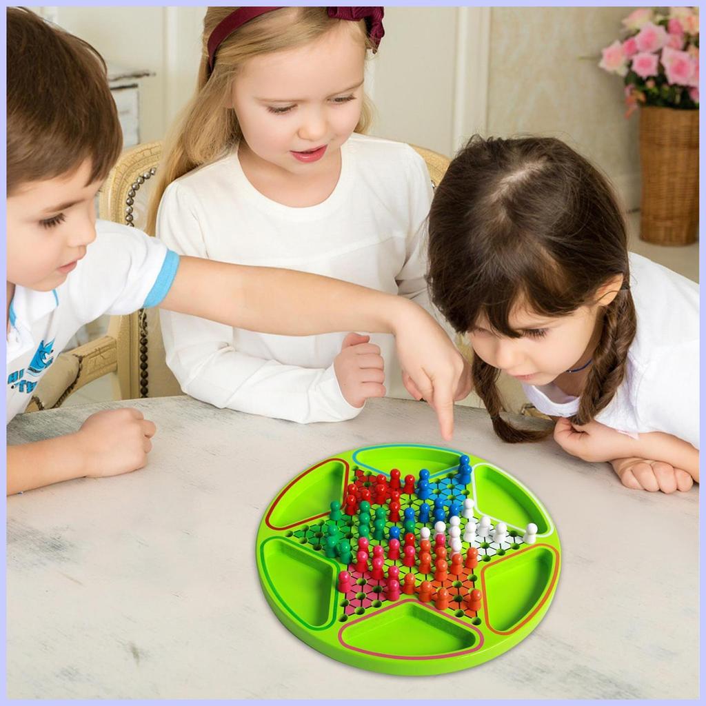 Checkers Board Game Cho Trẻ Em Lục Giác Chiến Lược Bàn Đồ Chơi Bằng Gỗ Nhiều Màu Sắc Hạt Checkers Cờ