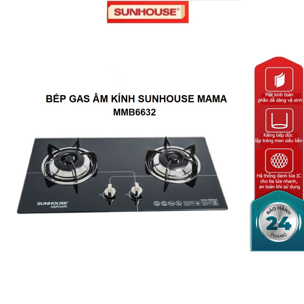 Bếp gas âm kính SUNHOUSE MAMA MMB6632 - Bảo hành tại nhà 24 tháng