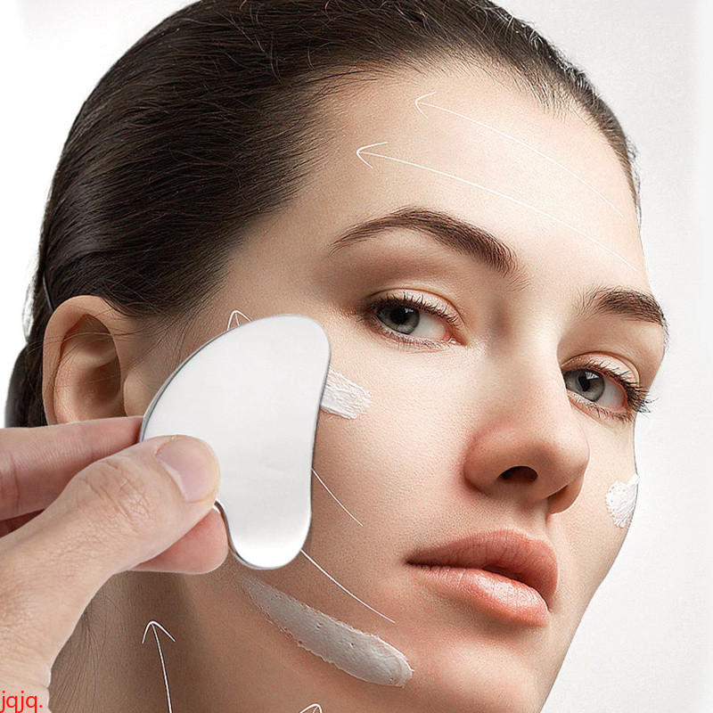 (JQJQ.)Dụng cụ chăm sóc da mặt Gua Sha bằng thép không gỉ Guasha cho mặt Kim loại Gua Sha Làm săn ch