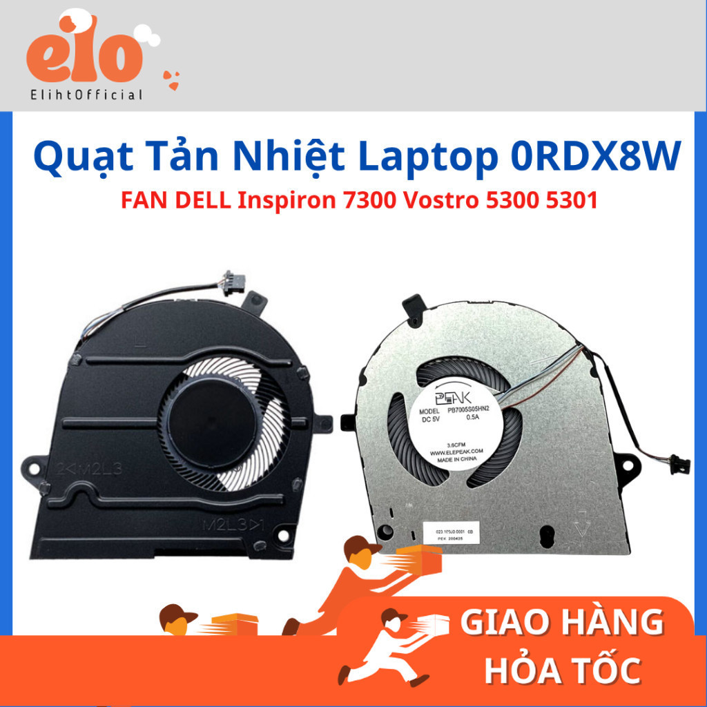 FAN Quạt tản nhiệt Laptop DELL Inspiron 7300 Vostro 5300 5301 0RDX8W RDX8W ZIN -LIKENEW- BH 1 THÁNG