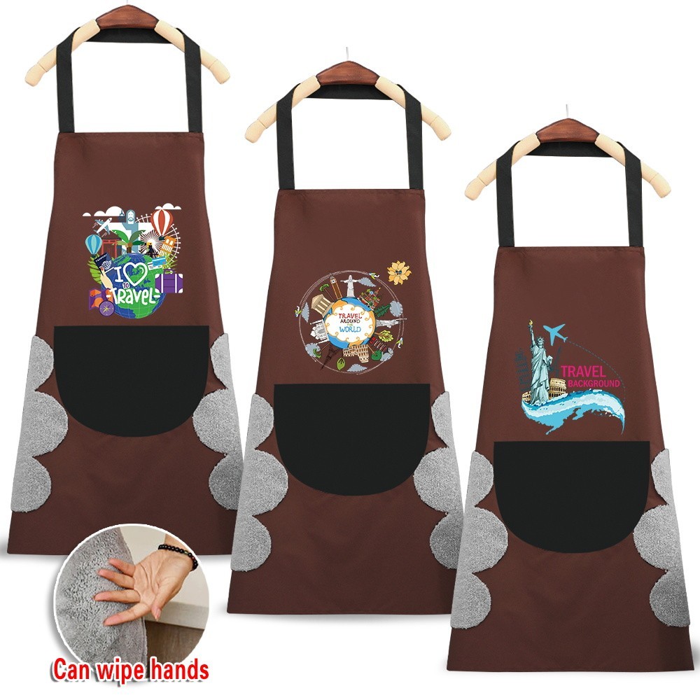 Fashionable Sleeveless Apron With Pocket Chef Waiter Kitchen Cooking Tools Kitchen Apron Travel Patt