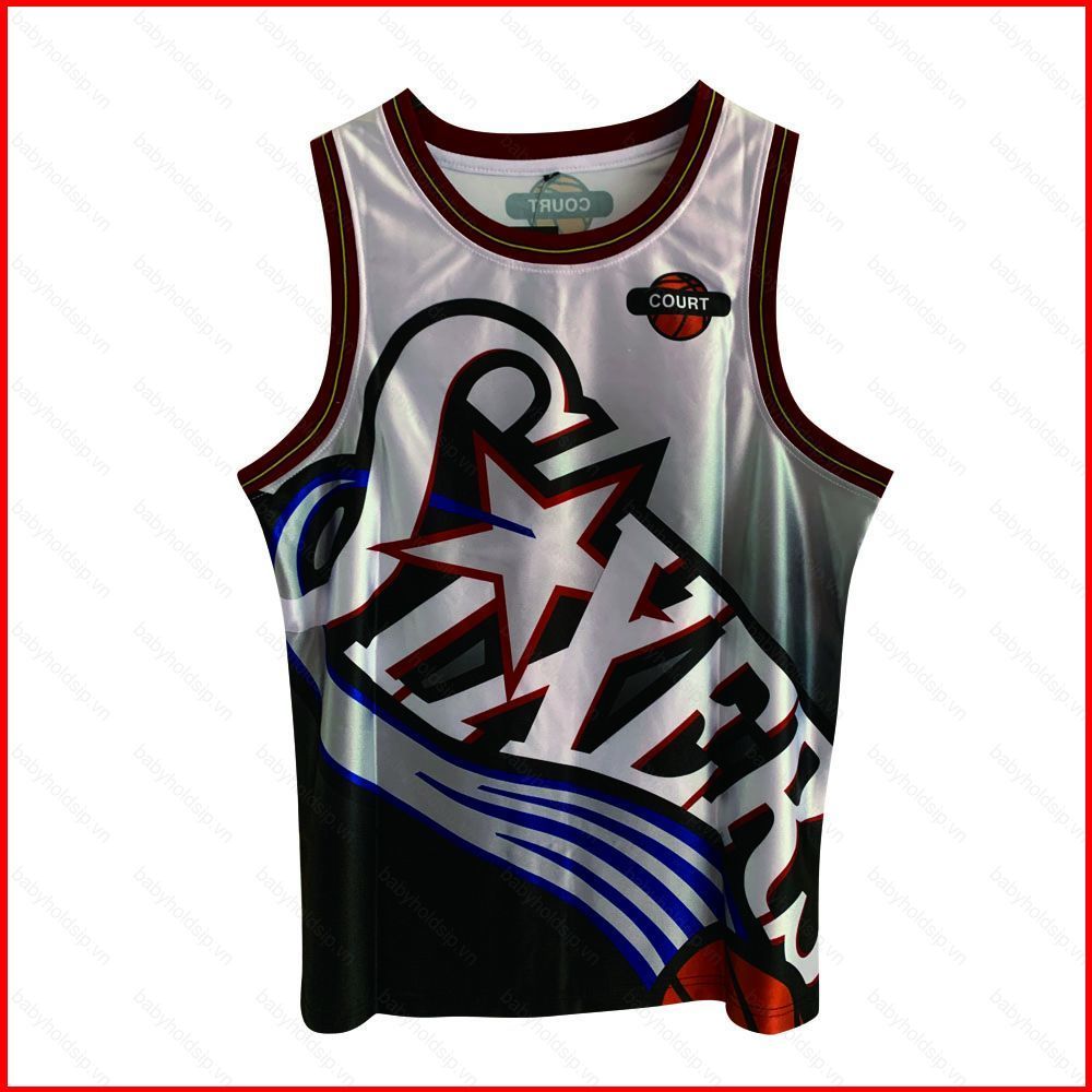 Áo jersey bóng rổ thể thao Philadelphia 76ers Iverson số 3, phù hợp người hâm mộ, phiên bản plus siz
