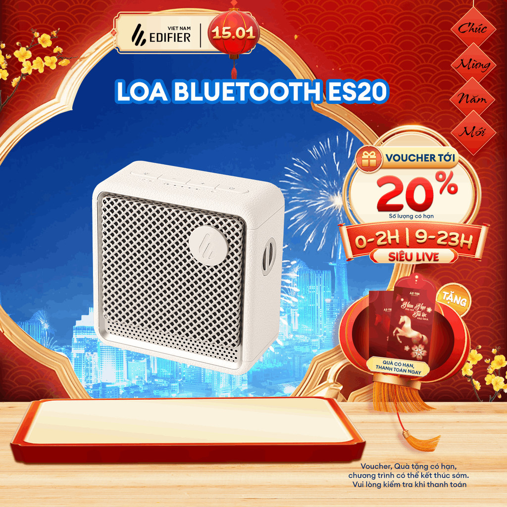 Loa Bluetooth Mini Di Động EDIFIER ES20 - Công Suất 6W - Chơi Nhạc Đến 12H - Tích Hợp LED - 15 Tháng