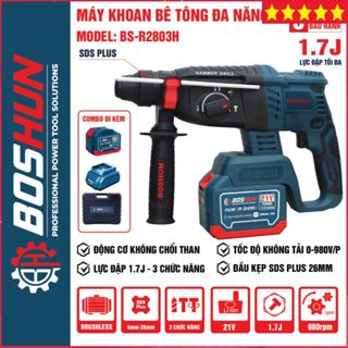  Máy khoan bê tông pin 3 chức năng Boshun BS-G2803H pin khủng 15 Cell Chuyên khoan bê tông Khoan tường 