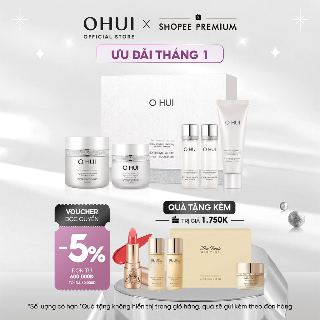 [OHUI Official] Bộ kem dưỡng trắng da toàn diện cao cấp 5 món OHUI Extreme White Cream 5pcs Set 160m